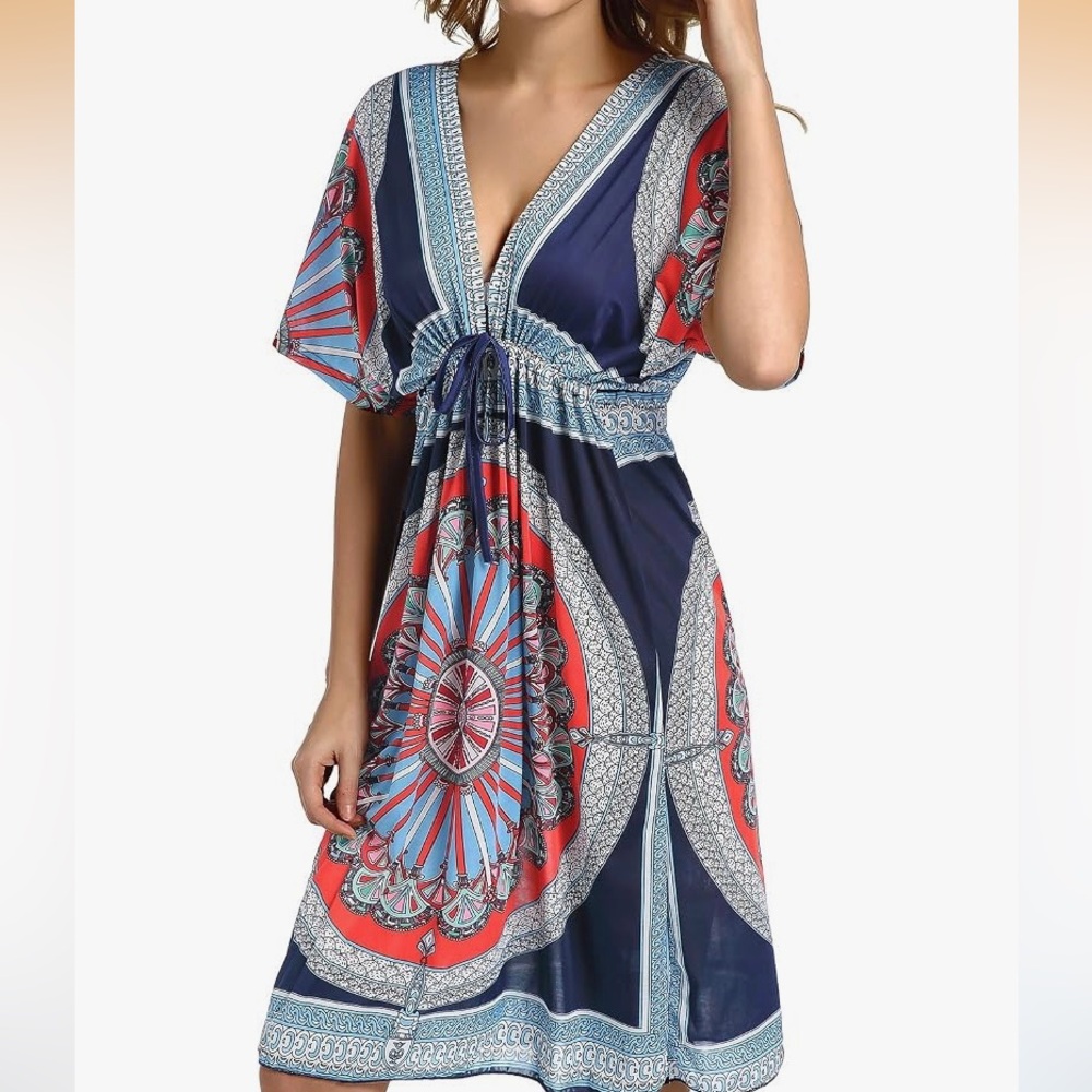 Cherry cat swim Cover Up Swimsuit Casual Loose Beach Dress